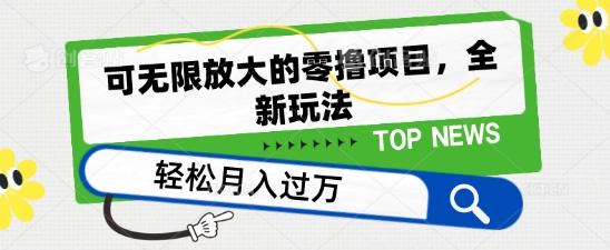 可无限放大的零撸项目，全新玩法，一天单机撸个50+没问题【揭秘】-一人公司创业项目 - 淘金吧