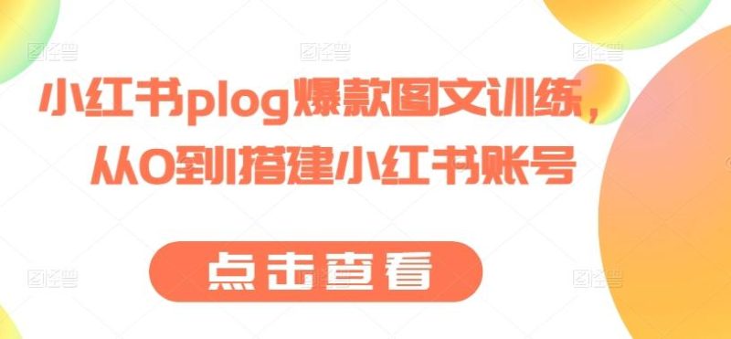 小红书plog爆款图文训练,从0到1搭建小红书账号-一人公司创业项目 - 淘金吧