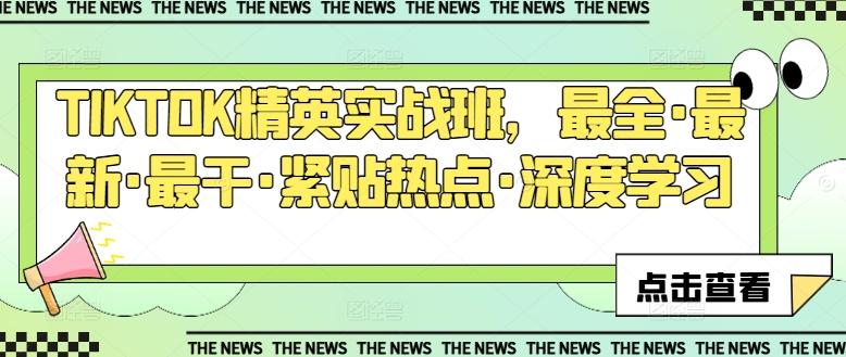 TIKTOK精英实战班，最全·最新·最干·紧贴热点·深度学习-一人公司创业项目 - 淘金吧