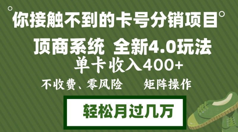 年底卡号分销顶商系统4.0玩法，单卡收入400+，0门槛，无脑操作，矩阵操…-一人公司创业项目 - 淘金吧