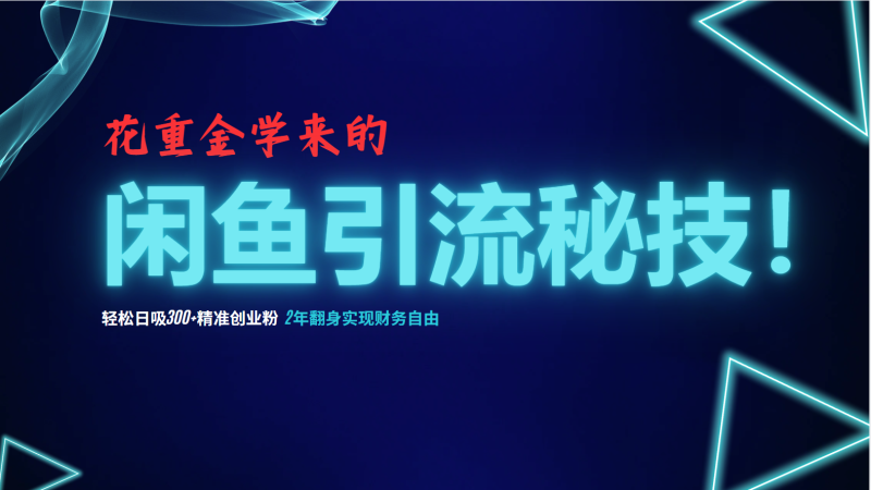 花重金学来的闲鱼引流秘技!轻松日吸300+精准创业粉,每天躺赚5000+,2…-一人公司创业项目 - 淘金吧