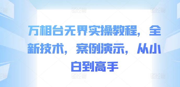 万相台无界实操教程，全新技术，案例演示，从小白到高手-一人公司创业项目 - 淘金吧