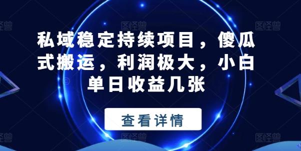 私域稳定持续项目，傻瓜式搬运，利润极大，小白单日收益几张【揭秘】-一人公司创业项目 - 淘金吧