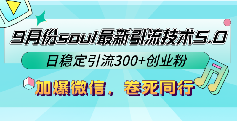 9月份soul最新引流技术5.0,日稳定引流300+创业粉,加爆微信,卷死同行-一人公司创业项目 - 淘金吧