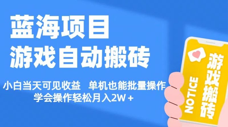 【蓝海项目】游戏自动搬砖 小白当天可见收益 单机也能批量操作 学会操…-一人公司创业项目 - 淘金吧