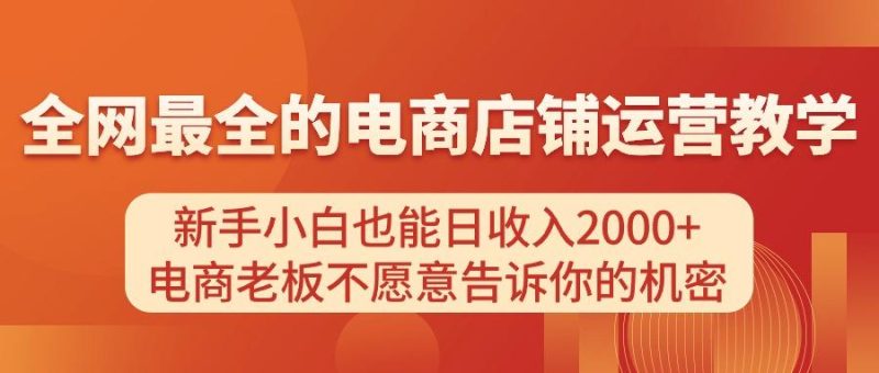 电商店铺运营教学，新手小白也能日收入2000+，电商老板不愿意告诉你的机密-一人公司创业项目 - 淘金吧