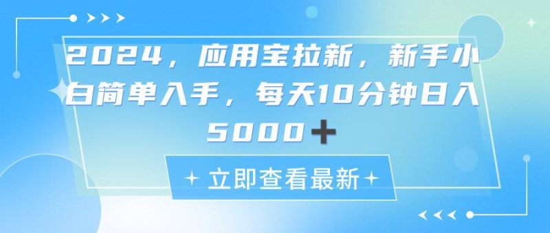 2024应用宝拉新，真正的蓝海项目，每天动动手指，日入5000+-一人公司创业项目 - 淘金吧