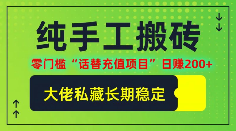 纯搬砖零门槛“话替充值项目”日赚200+(大佬私藏)【揭秘】-一人公司创业项目 - 淘金吧