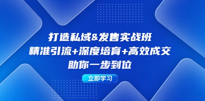 打造私域&发售实操班：精准引流+深度培育+高效成交，助你一步到位-一人公司创业项目 - 淘金吧