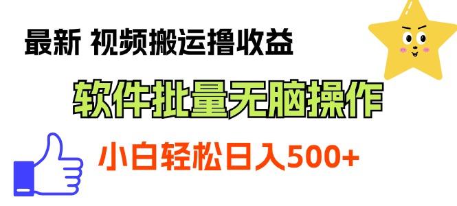 最新视频搬运撸收益，软件无脑批量操作，新手小白轻松上手-一人公司创业项目 - 淘金吧