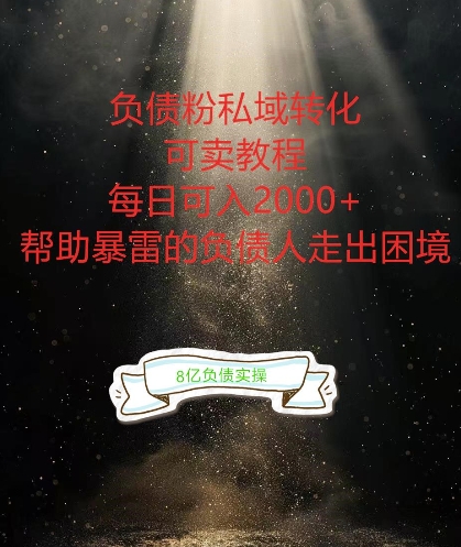 负债粉掘金计划，帮助负债者解决问题，债务规划，债务重组，最好的变现方式【揭秘】-一人公司创业项目 - 淘金吧