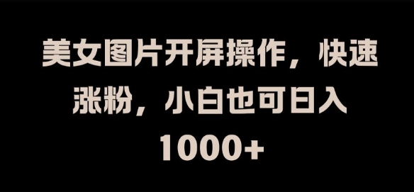 美女图片开屏操作，快速涨粉，小白也可日入1k【揭秘】-一人公司创业项目 - 淘金吧