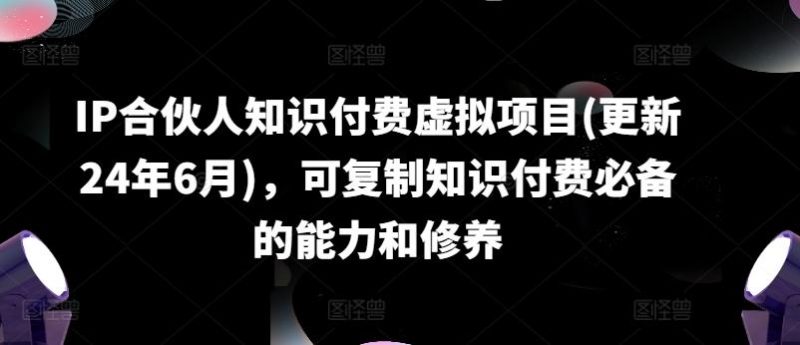 IP合伙人知识付费虚拟项目(更新24年6月)，可复制知识付费必备的能力和修养-一人公司创业项目 - 淘金吧