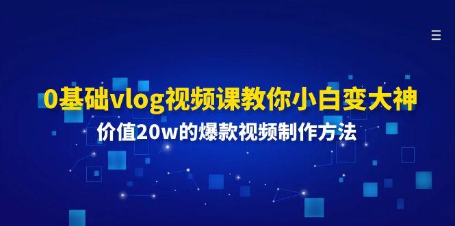 0基础vlog视频课教你小白变大神：价值20w的爆款视频制作方法-一人公司创业项目 - 淘金吧