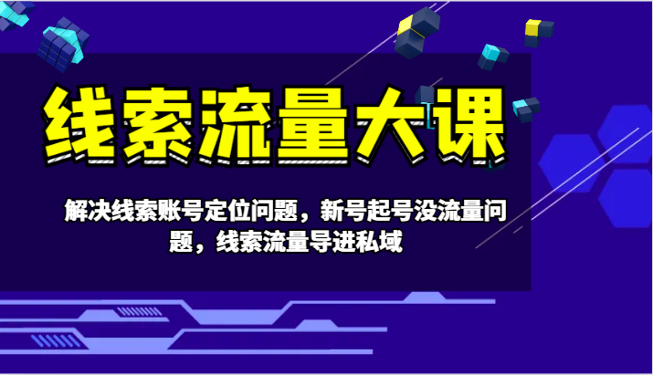 线索流量大课-解决线索账号定位问题，新号起号没流量问题，线索流量导进私域-一人公司创业项目 - 淘金吧