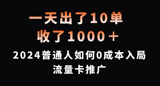 一天出了10单，收了1000+，2024普通人如何0成本入局流量卡推广【揭秘】-一人公司创业项目 - 淘金吧