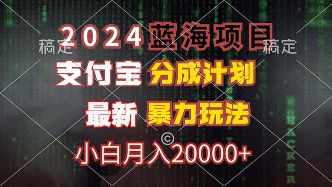 2024蓝海项目,支付宝分成计划,暴力玩法,刷爆播放量,小白月入20000+-一人公司创业项目 - 淘金吧
