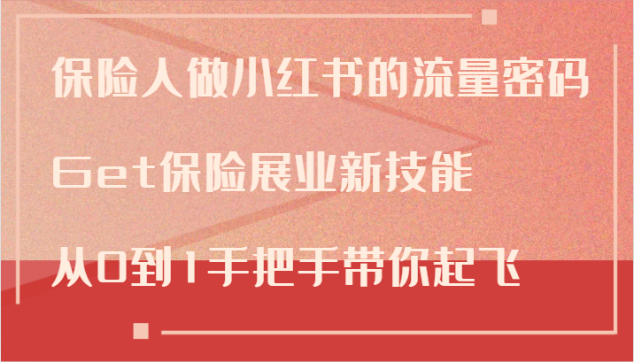 保险人做小红书的流量密码，Get保险展业新技能，从0到1手把手带你起飞-一人公司创业项目 - 淘金吧