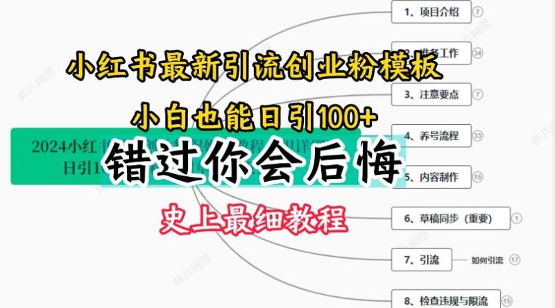 2024小红书引流创业粉史上最细教程，手把手教你引流【揭秘】-一人公司创业项目 - 淘金吧