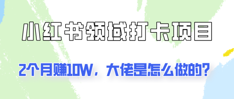 通过小红书领域打卡项目2个月赚10W，大佬是怎么做的？-淘金吧副业资源站