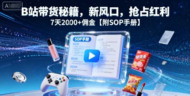 B站带货秘籍,新风口,抢占红利,7天2k+佣金【附SOP手册】-一人公司创业项目 - 淘金吧