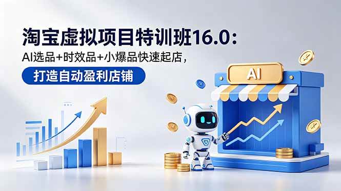 (18666期)淘宝虚拟项目特训班16.0:AI选品+时效品+小爆品快速起店,打造自动盈利店铺 (18666期)淘宝虚拟项目特训班16.0:AI选品+时效品+小爆品快速起店,打造自动盈利店铺