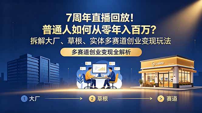 (18894期)7周年直播回放!普通人如何从零年入百万?拆解大厂、草根、实体多赛道创业变现玩法-一人公司创业项目 - 淘金吧