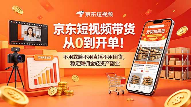 (18895期)京东短视频带货从0到开单!不用露脸不用直播不用囤货,稳定赚佣金轻资产副业-一人公司创业项目 - 淘金吧