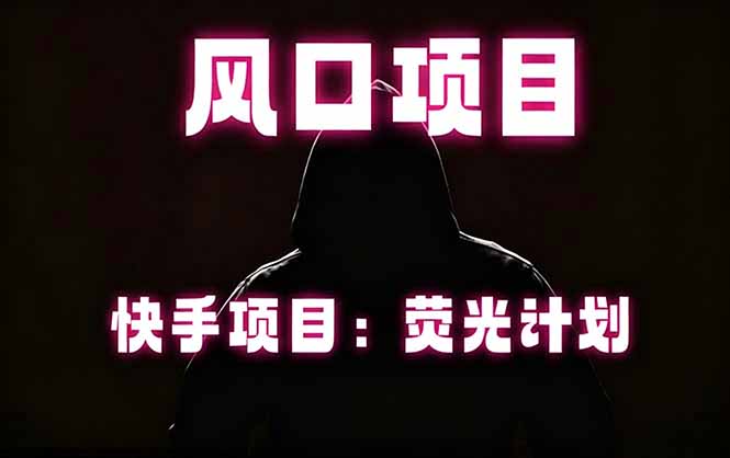 快手风口项目,荧光计划托管,长期稳定,适合批量做-一人公司创业项目 - 淘金吧