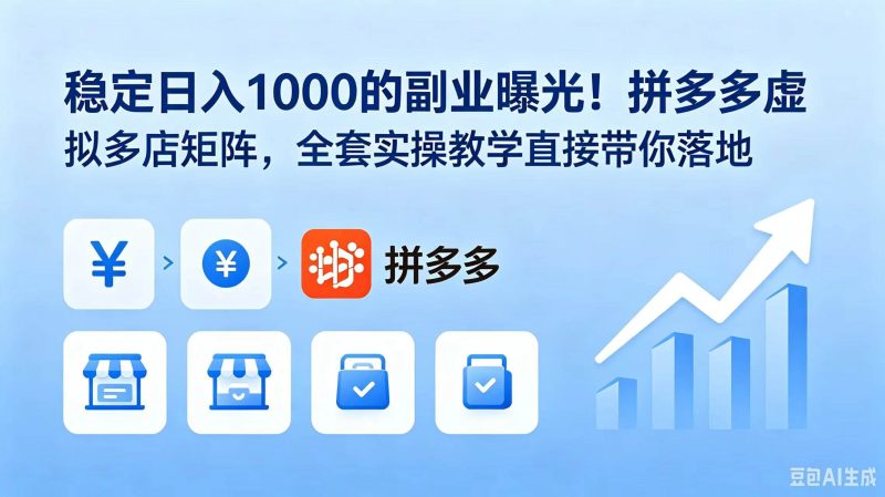 （18928期）稳定日入 1000 的副业曝光！拼多多虚拟多店矩阵，全套实操教学直接带你落地-一人公司创业项目 - 淘金吧