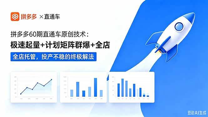 （18921期）拼多多60期直通车原创技术：极速起量+计划矩阵群爆+全店托管，投产不稳的终极解法-一人公司创业项目 - 淘金吧