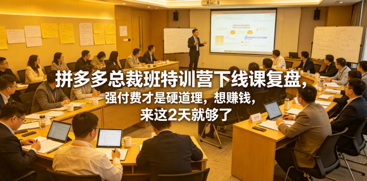 拼多多总裁班特训营下线课复盘，强付费才是硬道理，想賺钱，来这2天就够了-一人公司创业项目 - 淘金吧