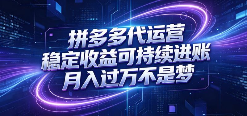 拼多多代运营，小白也能轻松月入过万，真实运营数据可查，全托管代运营-一人公司创业项目 - 淘金吧