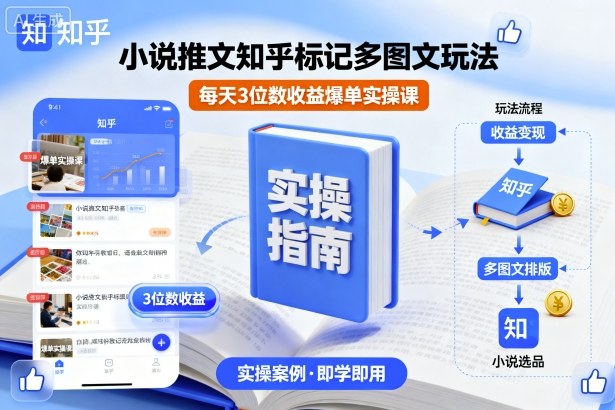 小说推文知乎标记多图文玩法,每天3位数收益爆单实操课-一人公司创业项目 - 淘金吧
