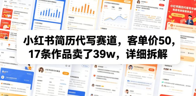 小红书简历代写赛道,客单价50,17条作品卖了39w,详细拆解-一人公司创业项目 - 淘金吧