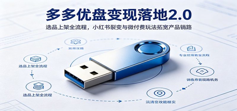 多多优盘变现落地2.0:选品上架全流程,小红书裂变与微付费玩法拓宽产品销路-一人公司创业项目 - 淘金吧
