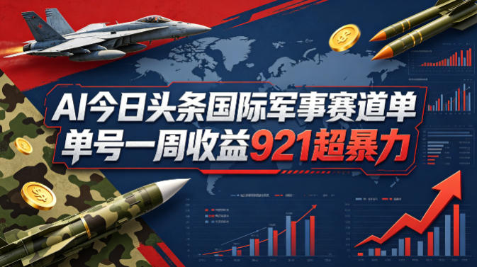 AI今日头条国际军事赛道,单号一周收益921,超暴力-一人公司创业项目 - 淘金吧