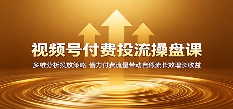 视频号付费投流操盘课:多维分析投放策略,借力付费流量带动自然流长效增长收益-一人公司创业项目 - 淘金吧