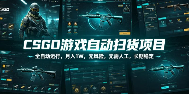 CSGO游戏自动扫货项目,全自动运行,月入1W,无风险,无需人工,长期稳定【揭秘】-一人公司创业项目 - 淘金吧