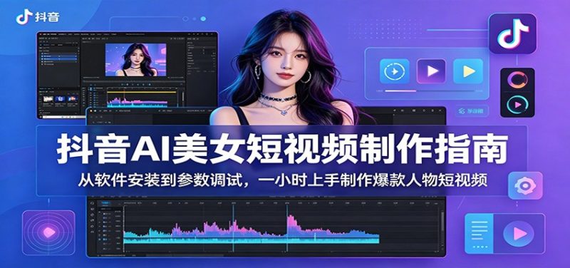抖音AI美女短视频制作指南:从软件安装到参数调试,一小时上手制作爆款人物短视频-一人公司创业项目 - 淘金吧