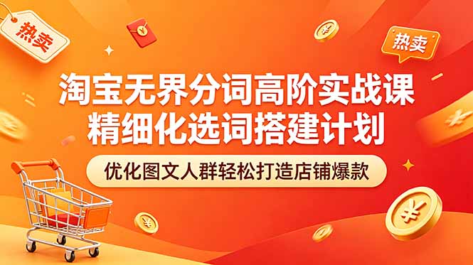 淘宝无界分词高阶实战课 精细化选词搭建计划 优化图文人群轻松打造店铺爆款-一人公司创业项目 - 淘金吧