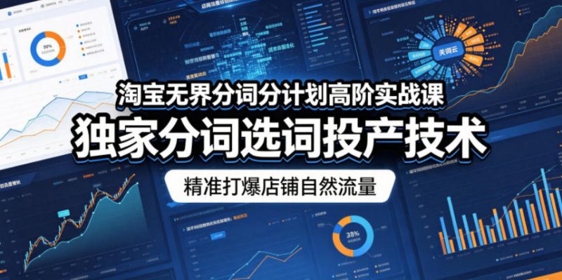 淘宝无界分词分计划高阶实战课,独家分词选词投产技术,精准打爆店铺自然流量-一人公司创业项目 - 淘金吧