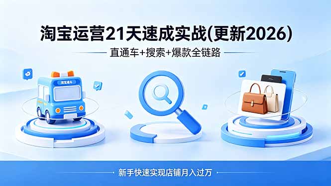 淘宝运营21天速成实战(更新4月-一人公司创业项目 - 淘金吧