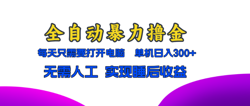 全自动暴力撸金,只需要打开电脑,单机日入300+无需人工,实现睡后收益-一人公司创业项目 - 淘金吧