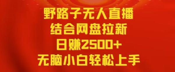 野路子无人直播结合网盘拉新,日赚2500+,小白无脑轻松上手【揭秘】-一人公司创业项目 - 淘金吧