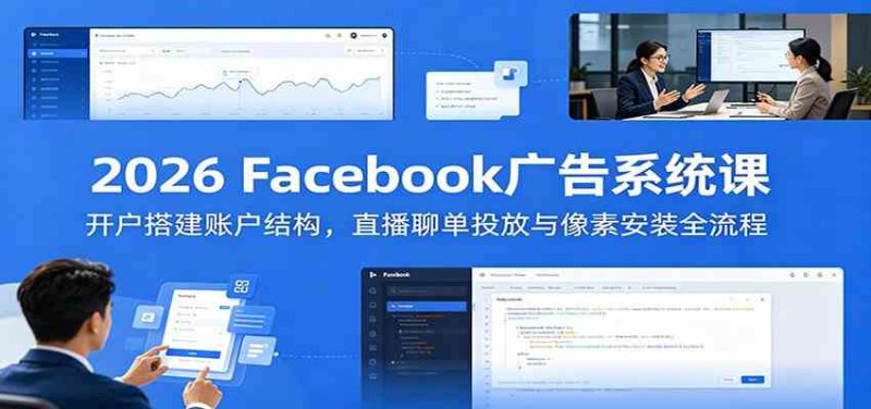 2026 Facebook广告系统课：开户搭建账户结构，直播聊单投放与像素安装全流程-一人公司创业项目 - 淘金吧
