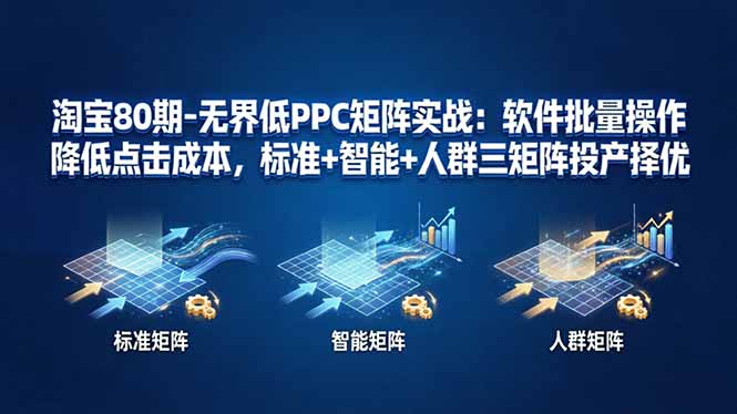 淘宝80期-无界低PPC矩阵实战：软件批量操作降低点击成本，标准+智能+人群三矩阵投产择优-一人公司创业项目 - 淘金吧