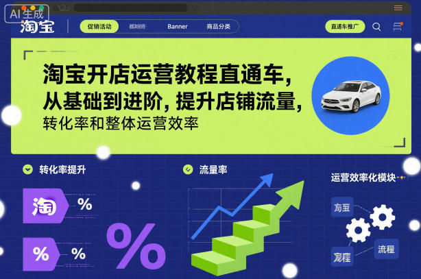 淘宝开店运营教程直通车,从基础到进阶,提升店铺流量,转化率和整体运营效率(更新26年4月10日)-一人公司创业项目 - 淘金吧