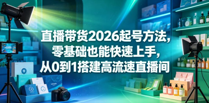 直播带货2026起号方法，零基础也能快速上手，从0到1搭建高流速直播间-一人公司创业项目 - 淘金吧