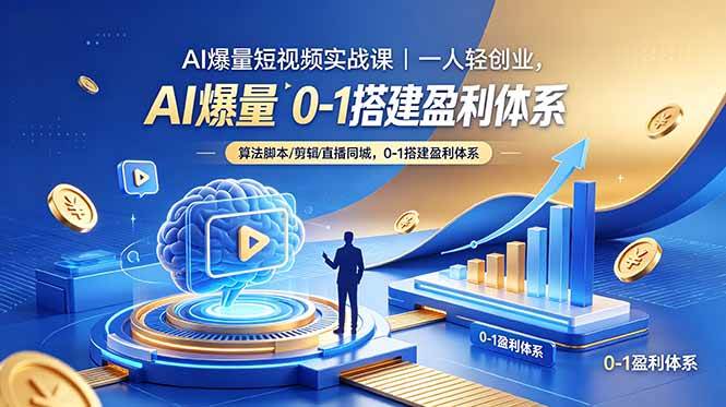 （18652期）AI爆量短视频实战课｜一人轻创业，算法脚本剪辑直播同城，0-1搭建盈利体系-一人公司创业项目 - 淘金吧